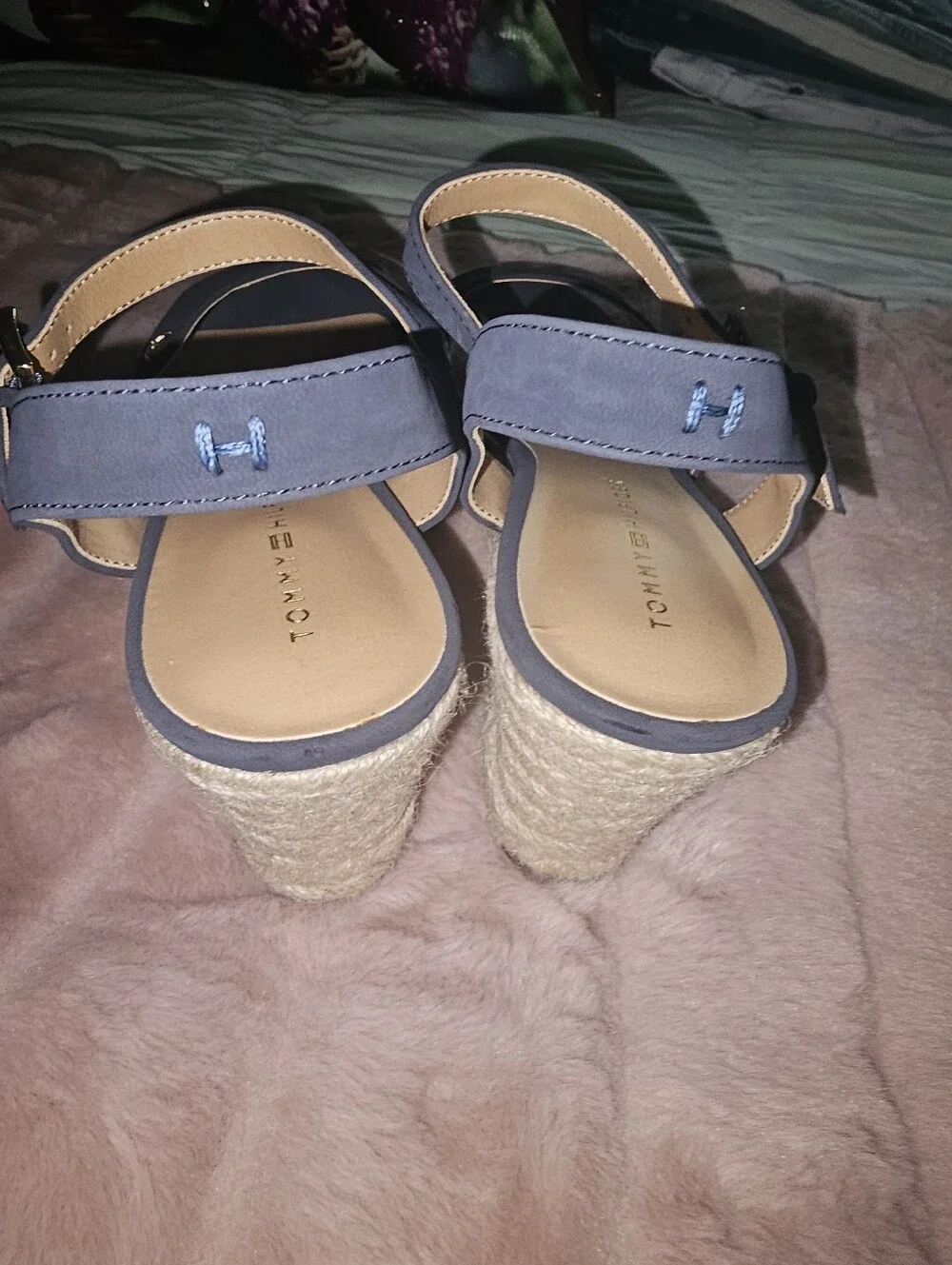 NWOT TOMMY HILFIGER Navy Gallie Ankle Strap Espadrille Wedge - Size 9.5